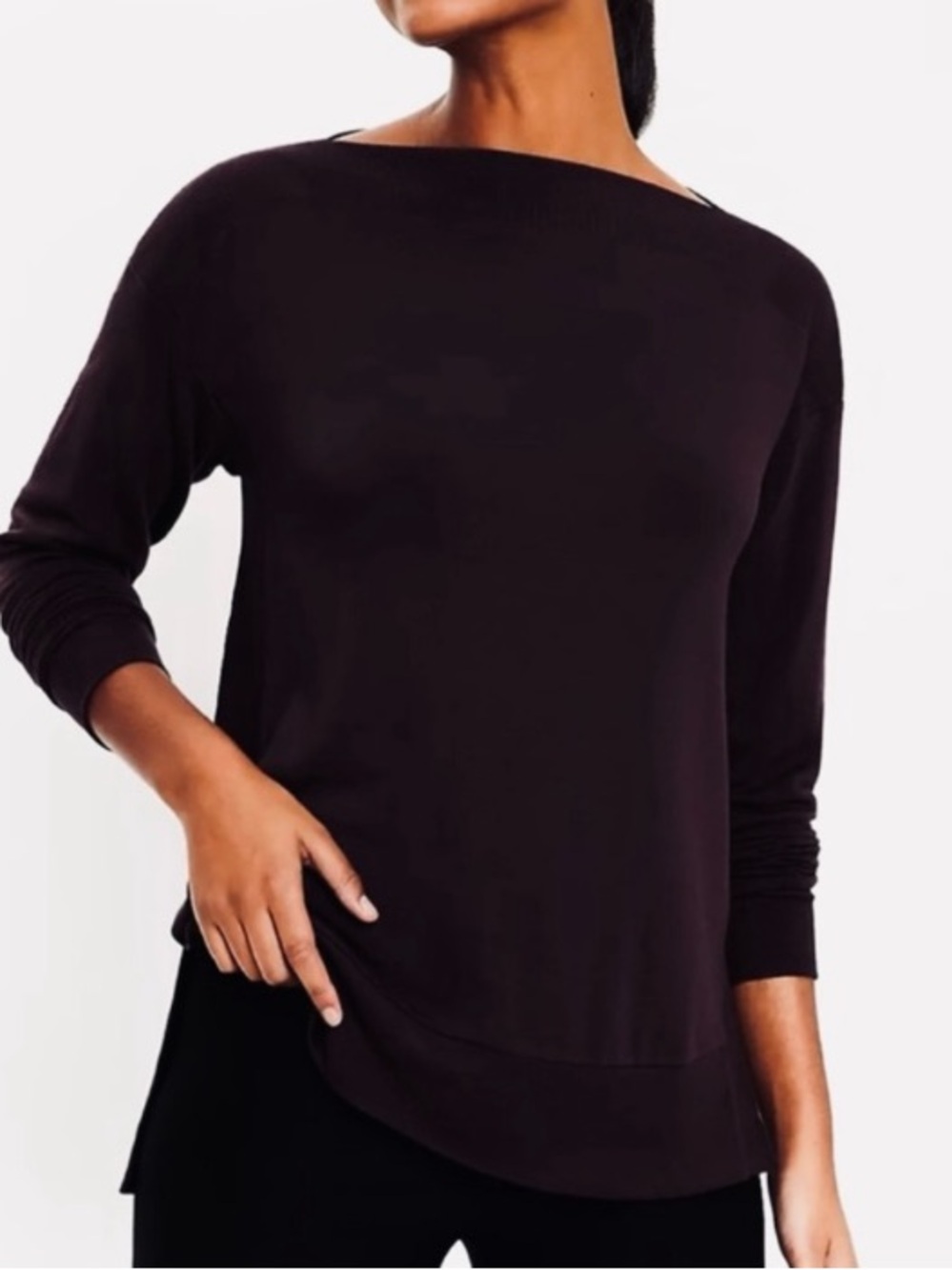 Lou & Grey Signature Soft stretch knit boat neck top black M